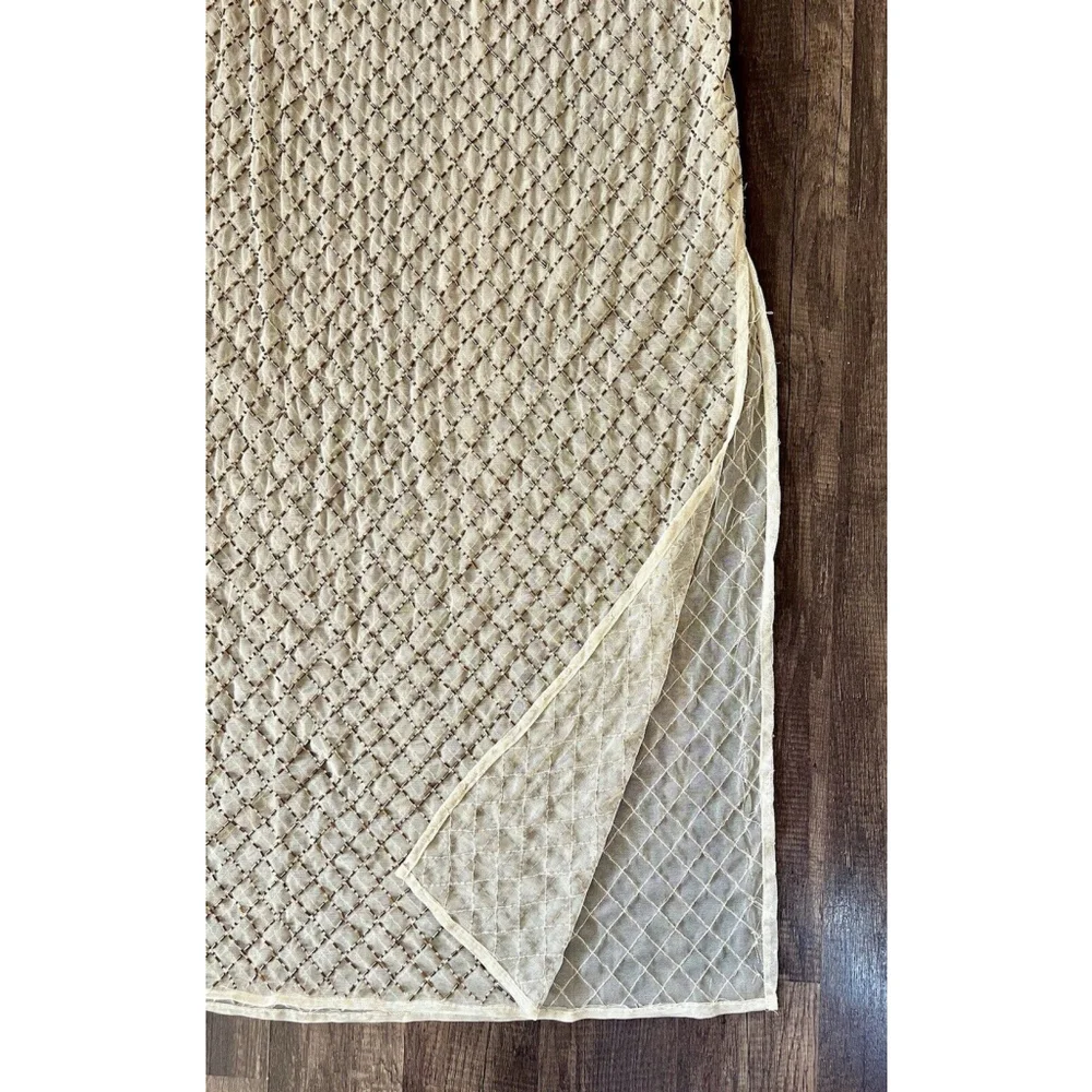 Anthropologie Sheer Maxi Beaded Column Dress Light sand Brown Size Medium - Picture 9 of 9